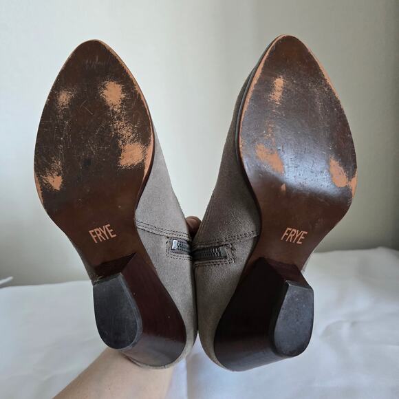 Frye Reina Ankle Western Suede Boots Booties Tan/Gray Size US 6M Boho - Picture 5 of 10